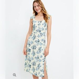 Loft Floral Ruffle Strap Midi Dress